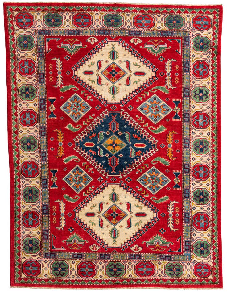 Detail image of 6' 4 x 9' 5 Hand Knotted Kazak Rug