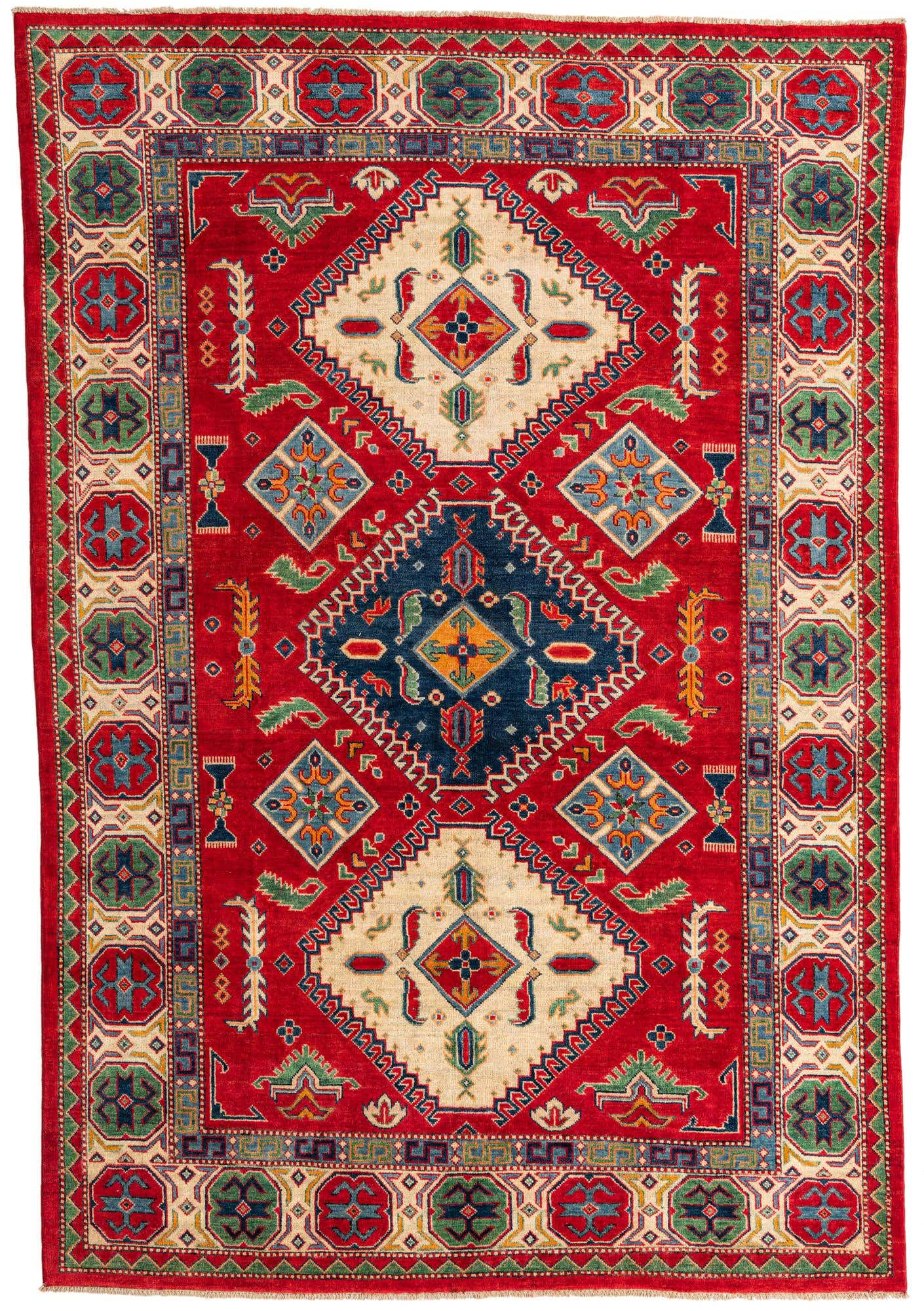 6' 4 x 9' 5 Hand Knotted Kazak Rug