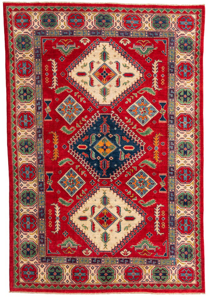 Detail image of 6' 4 x 9' 5 Hand Knotted Kazak Rug