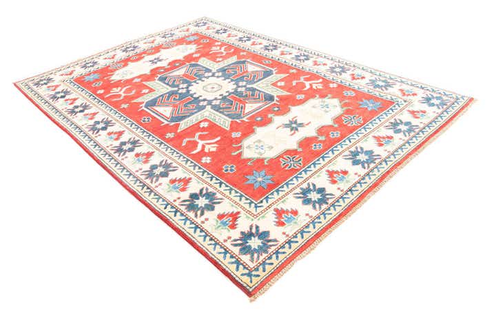 6' x 8' 7 Hand Knotted Kazak Rug
