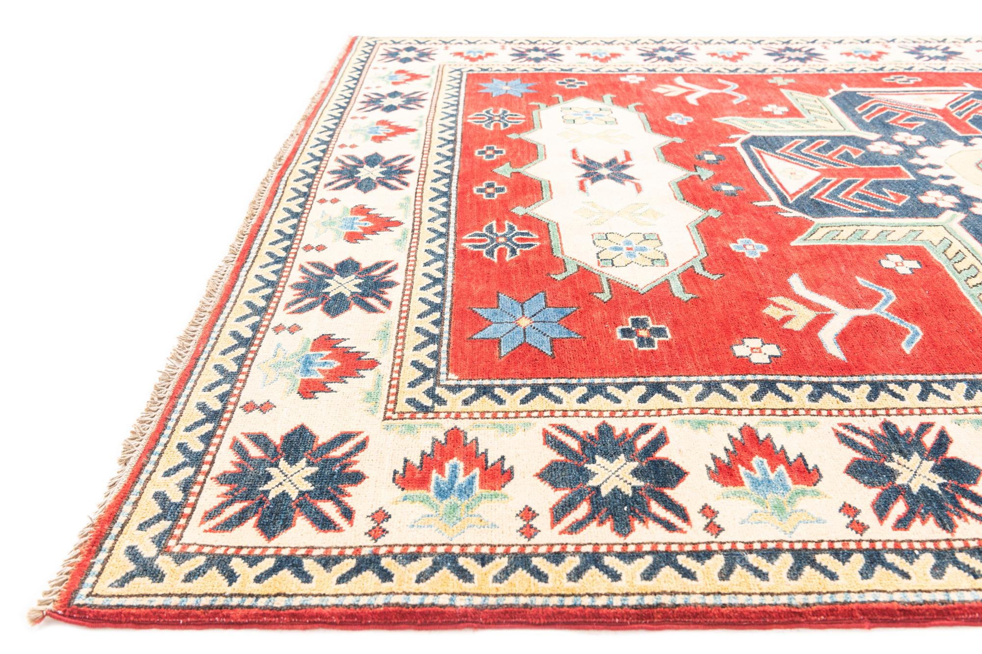 6' x 8' 7 Hand Knotted Kazak Rug