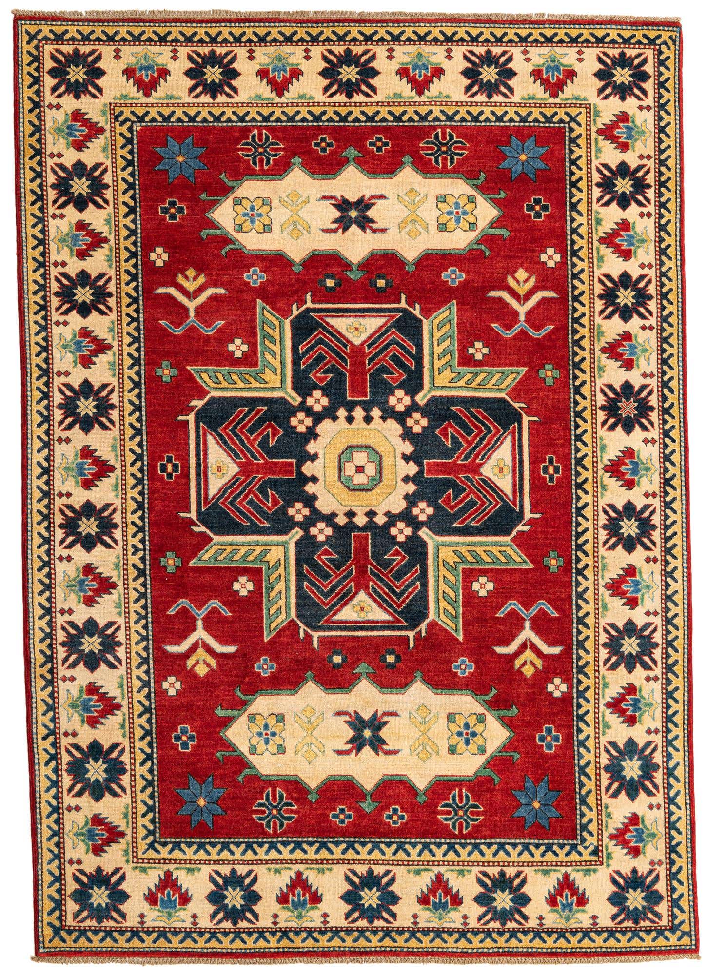 6' x 8' 7 Hand Knotted Kazak Rug