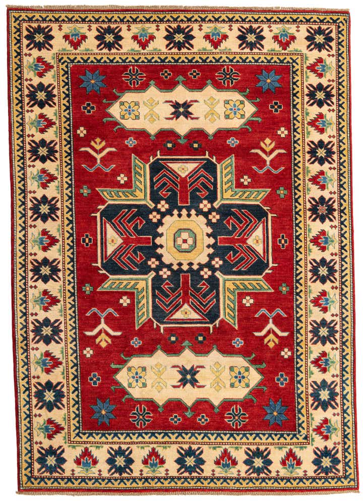 6' x 8' 7 Hand Knotted Kazak Rug