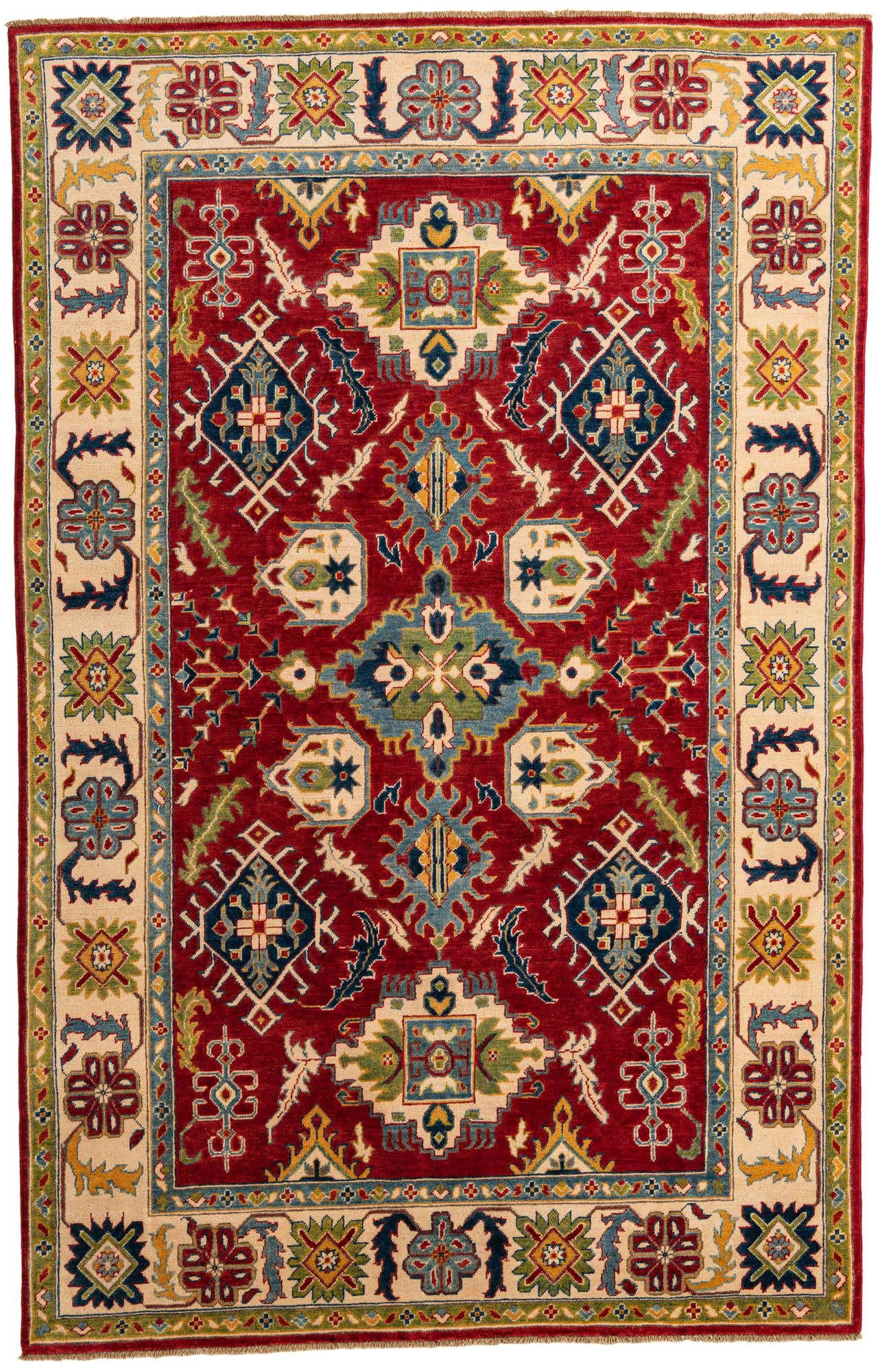 6' x 9' 5 Hand Knotted Kazak Rug