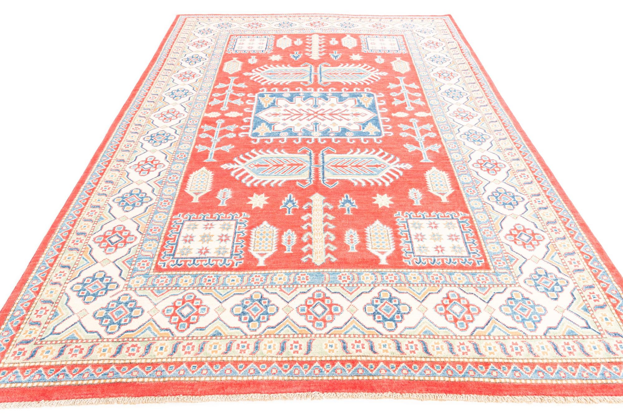 6' 7 x 9' 10 Hand Knotted Kazak Rug