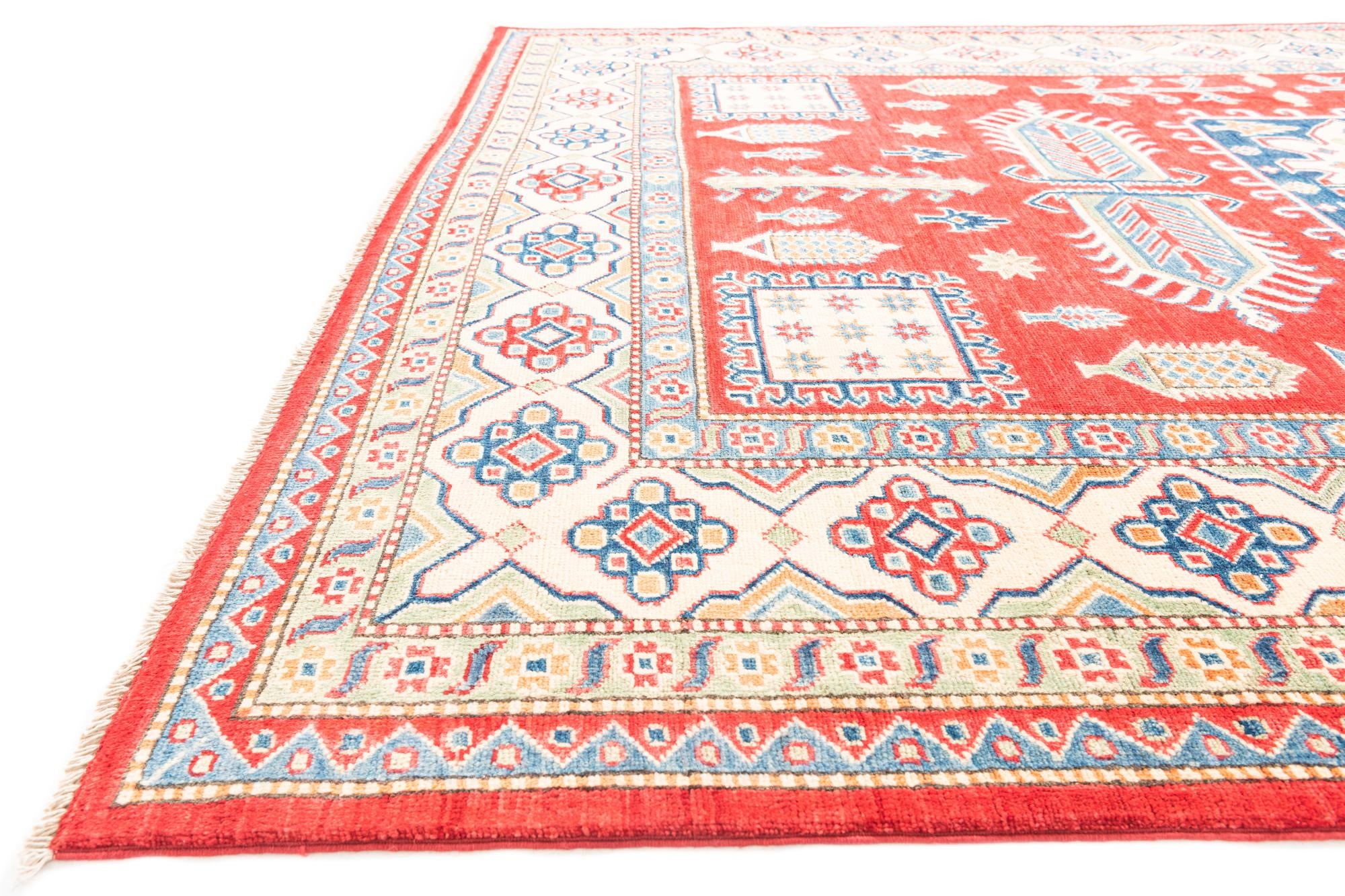 6' 7 x 9' 10 Hand Knotted Kazak Rug