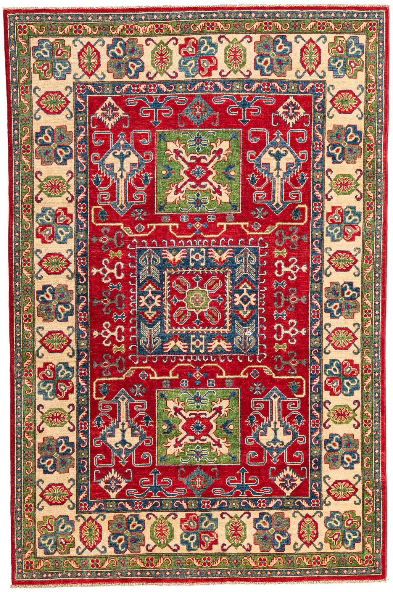 6' x 9' Hand Knotted Kazak Rug