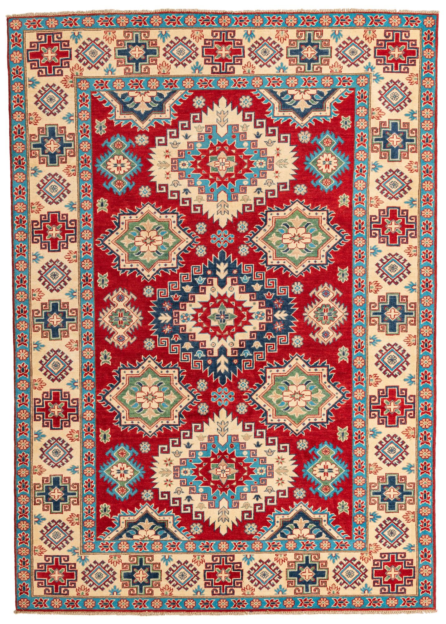 6' 10 x 9' 9 Hand Knotted Kazak Rug