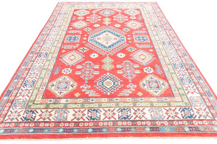 6' 7 x 9' 5 Hand Knotted Kazak Rug