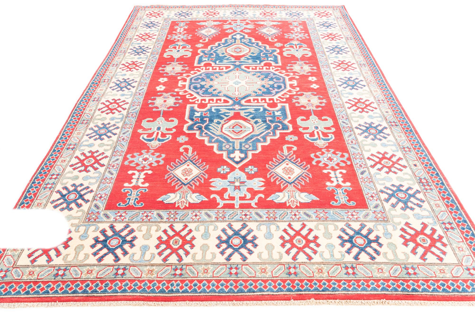 6' 7 x 9' 9 Hand Knotted Kazak Rug