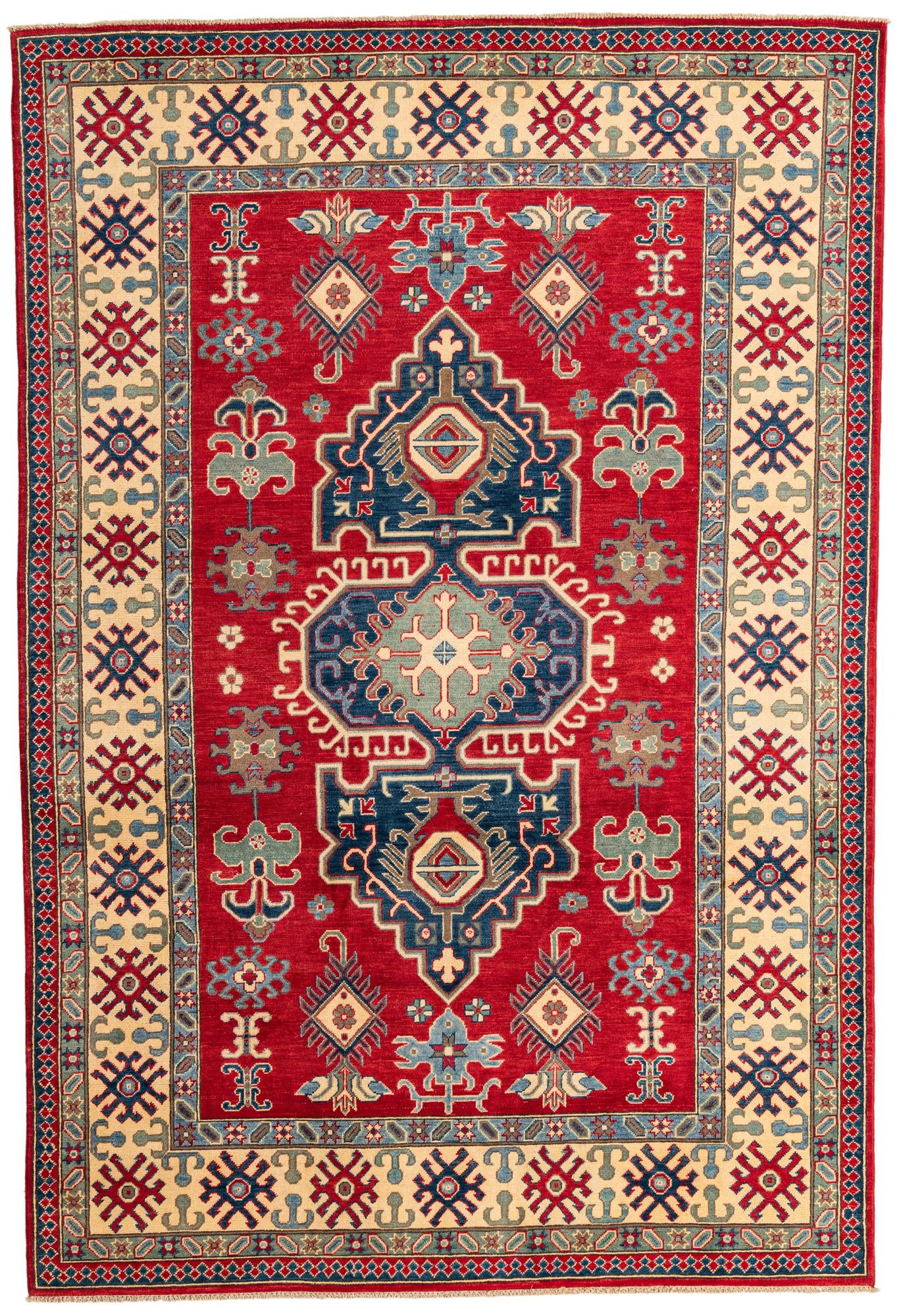 6' 7 x 9' 9 Hand Knotted Kazak Rug