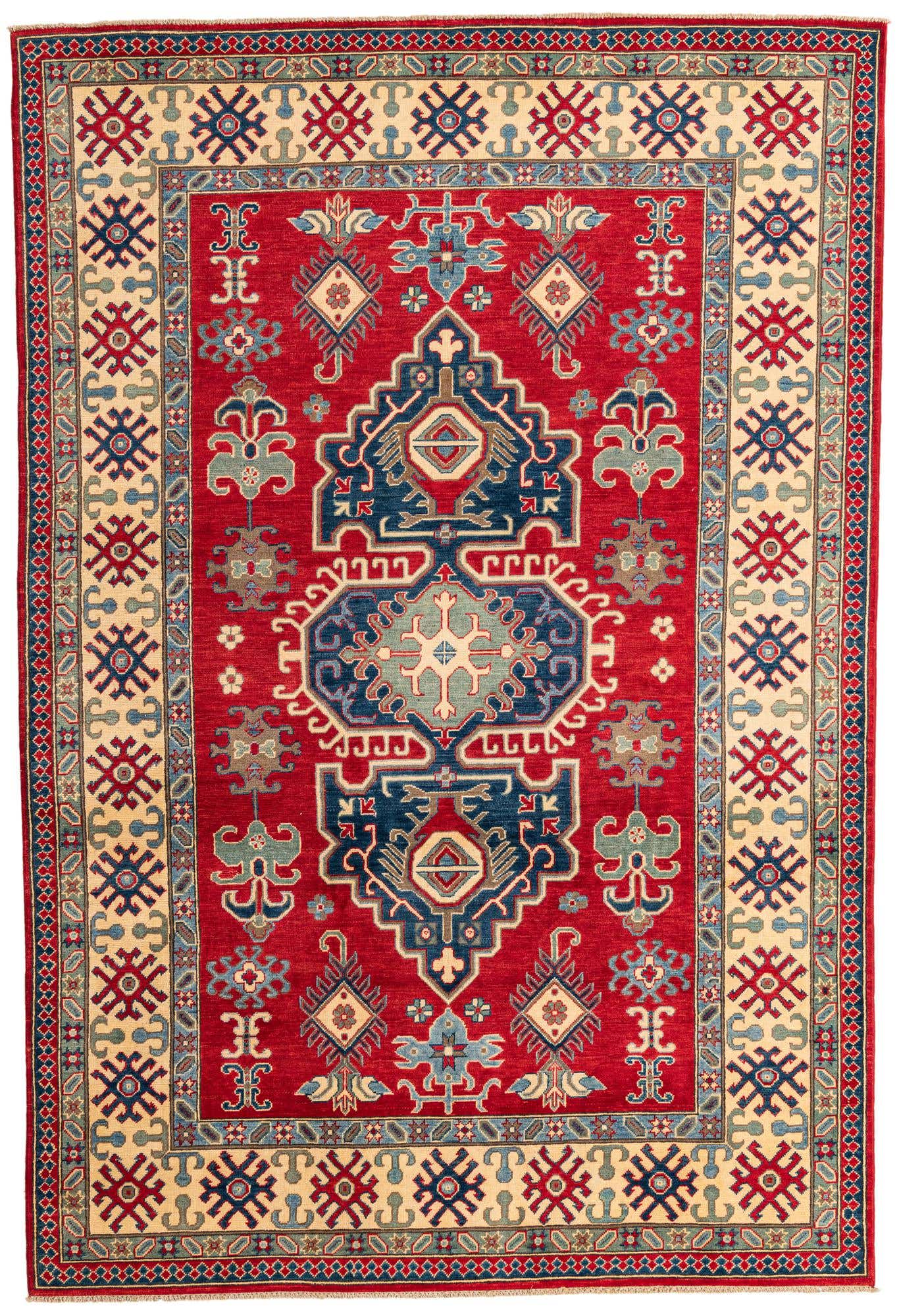 6' 7 x 9' 9 Hand Knotted Kazak Rug