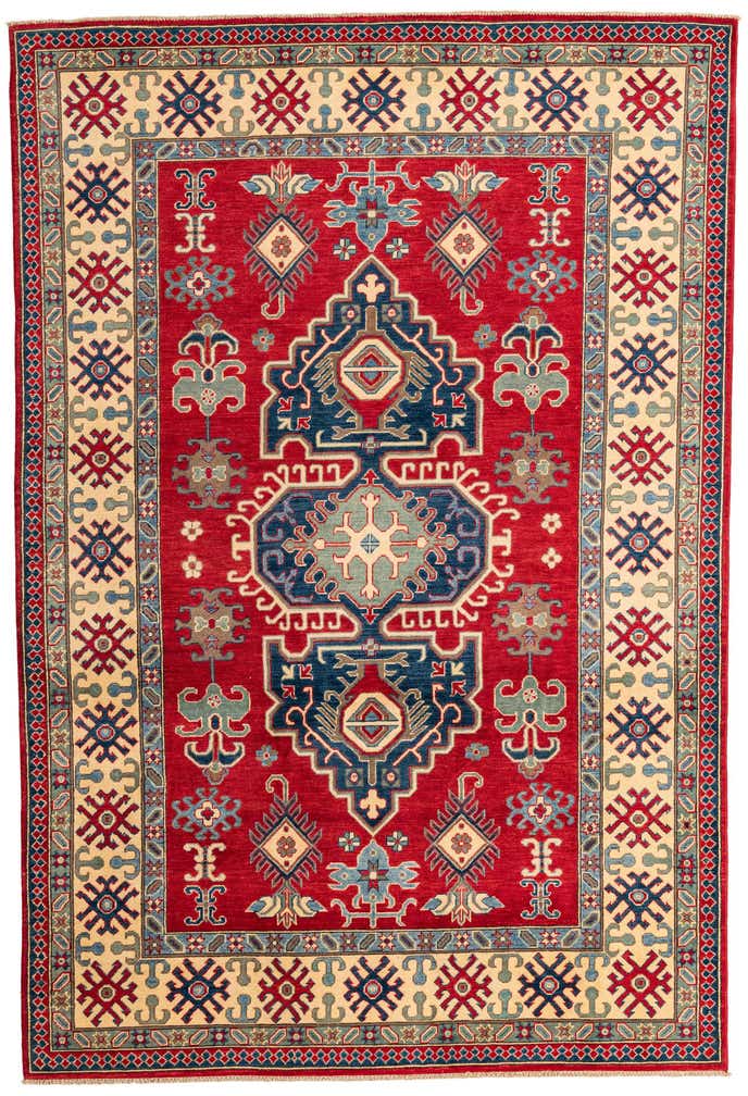 6' 7 x 9' 9 Hand Knotted Kazak Rug