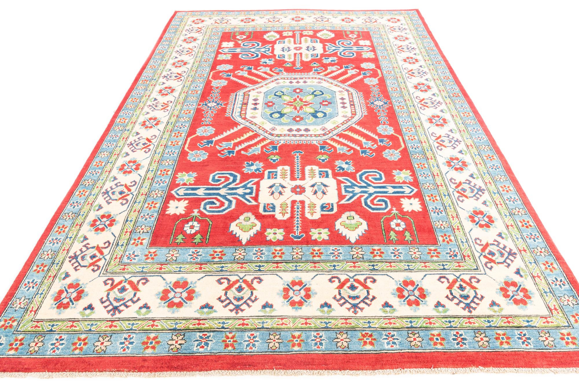 6' 8 x 9' 9 Hand Knotted Kazak Rug