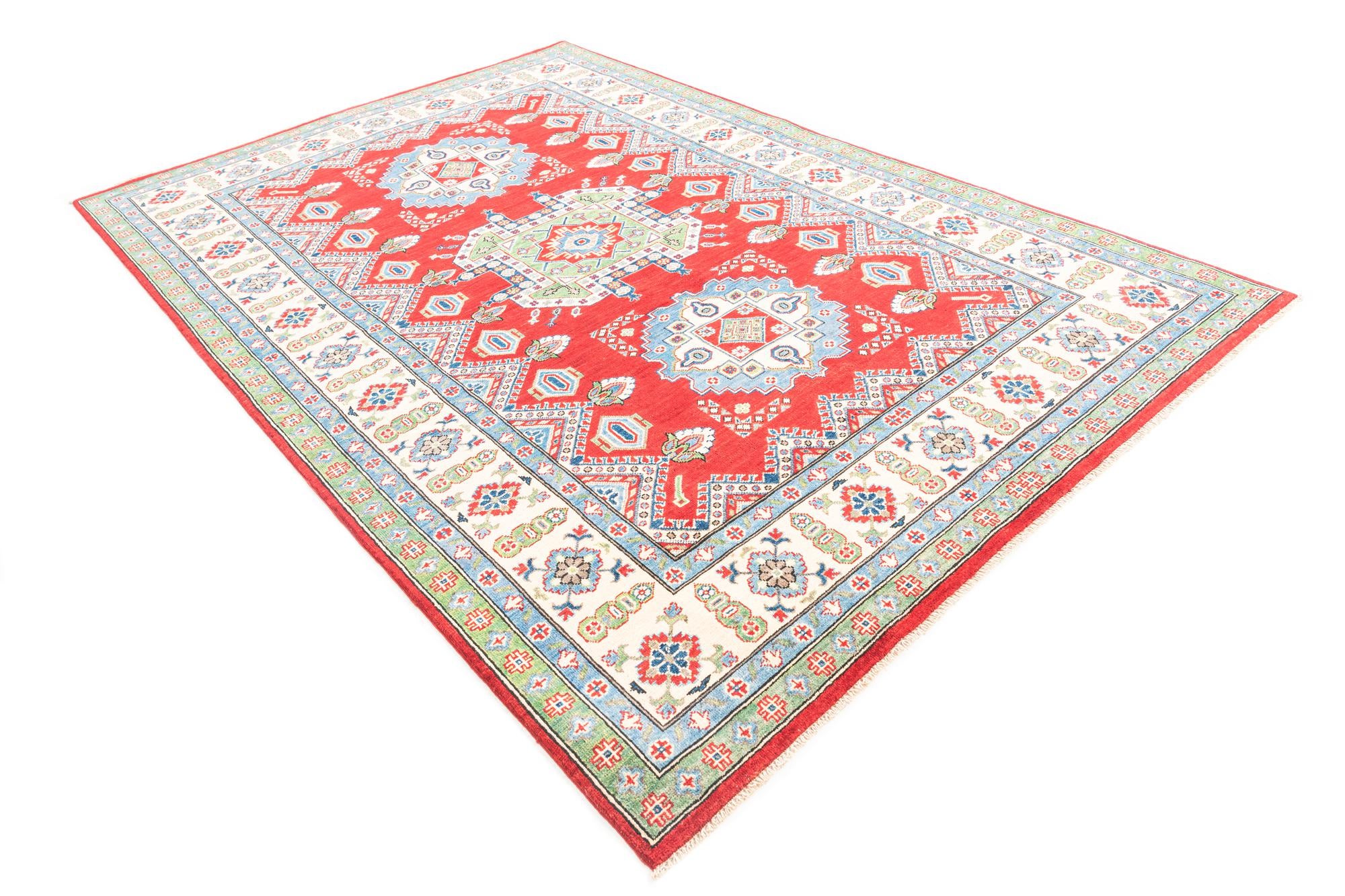 6' 7 x 9' 9 Hand Knotted Kazak Rug