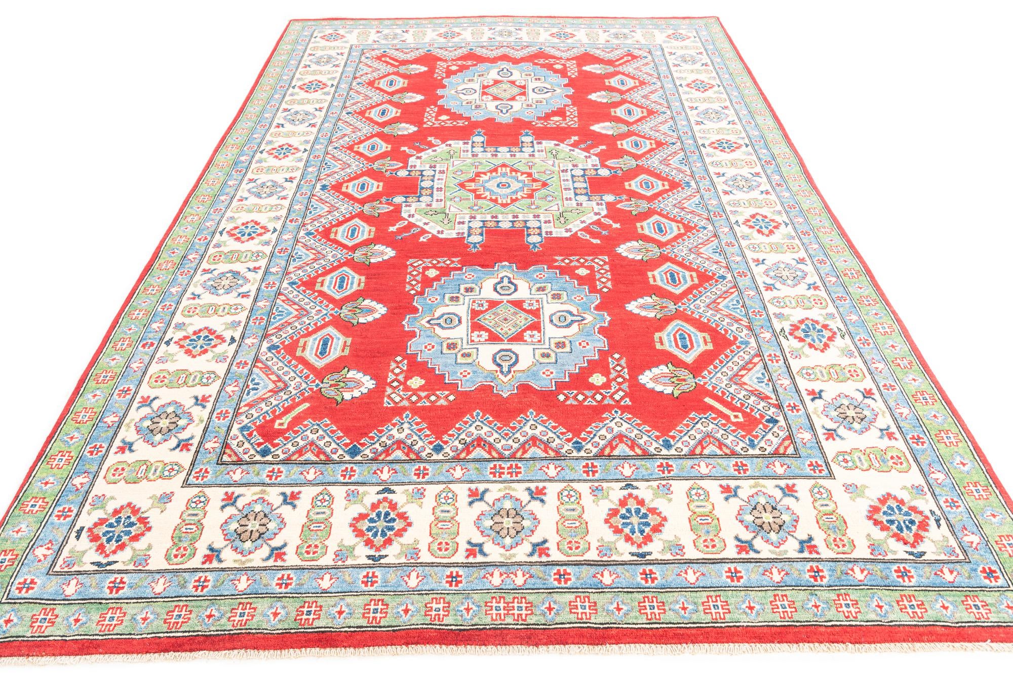 6' 7 x 9' 9 Hand Knotted Kazak Rug