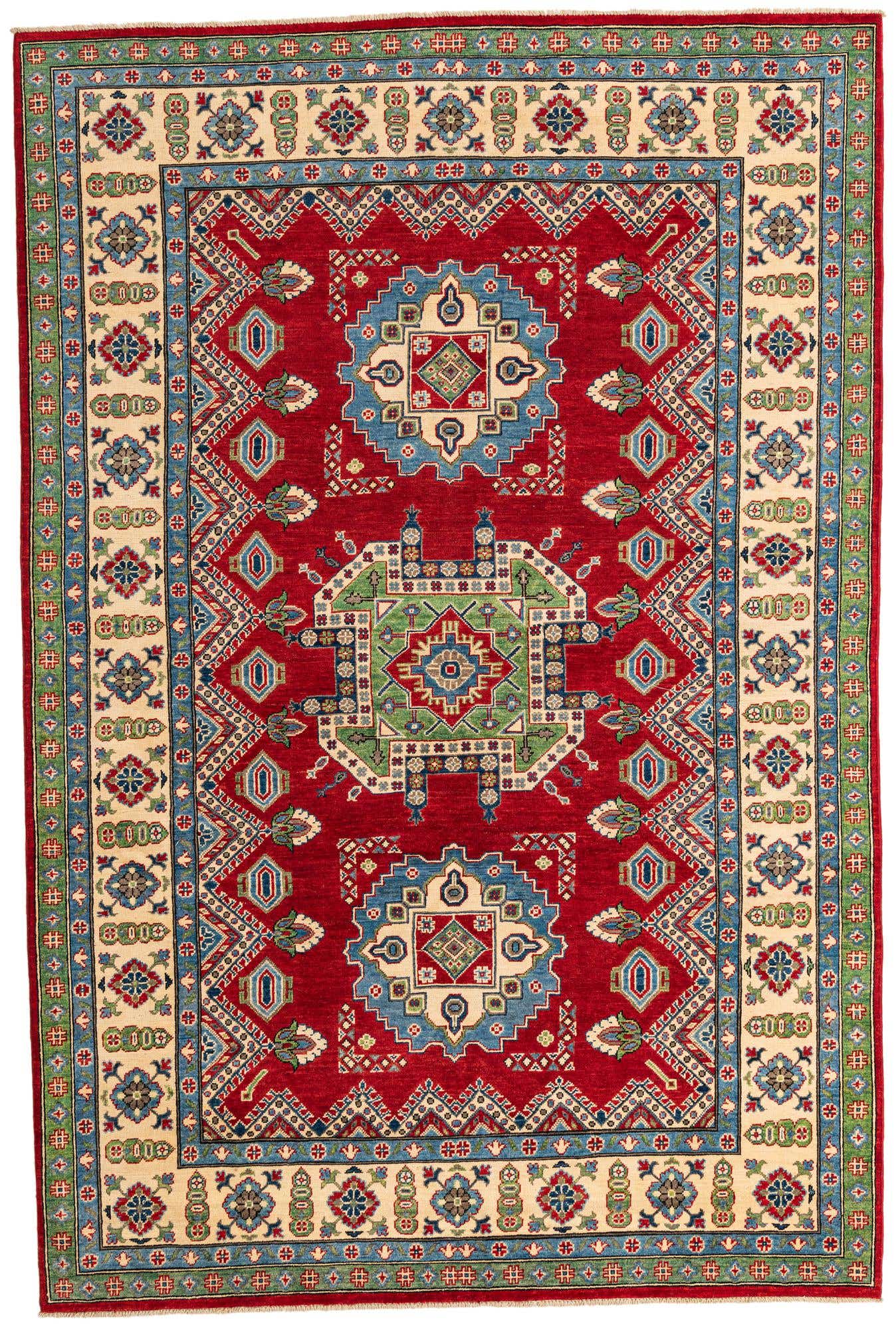 6' 7 x 9' 9 Hand Knotted Kazak Rug