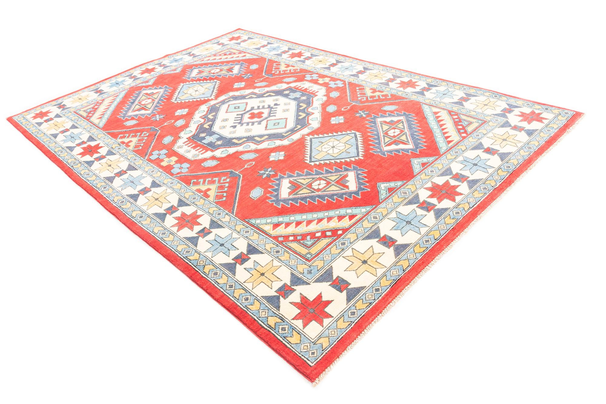6' 8 x 9' 8 Hand Knotted Kazak Rug