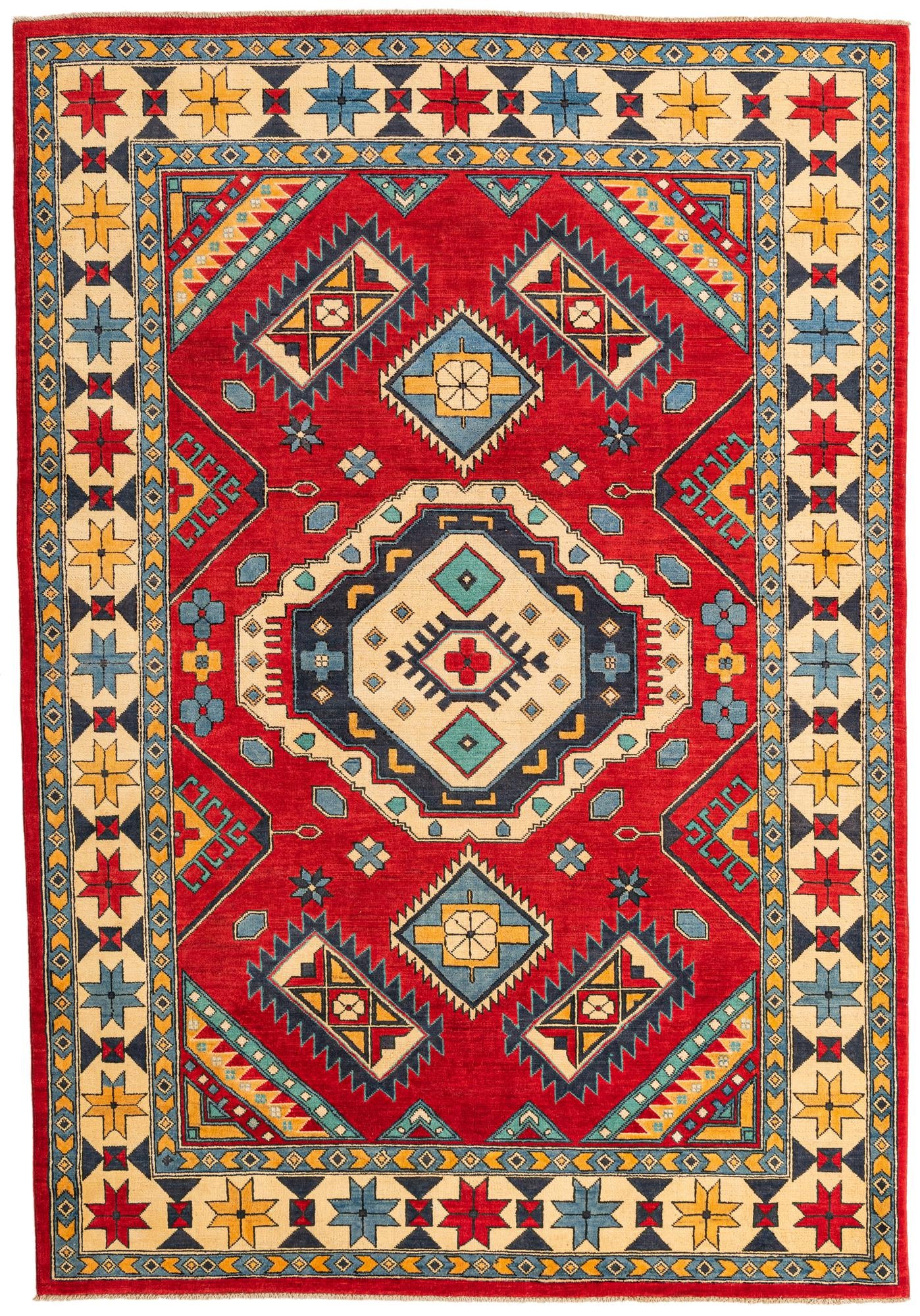 6' 8 x 9' 8 Hand Knotted Kazak Rug