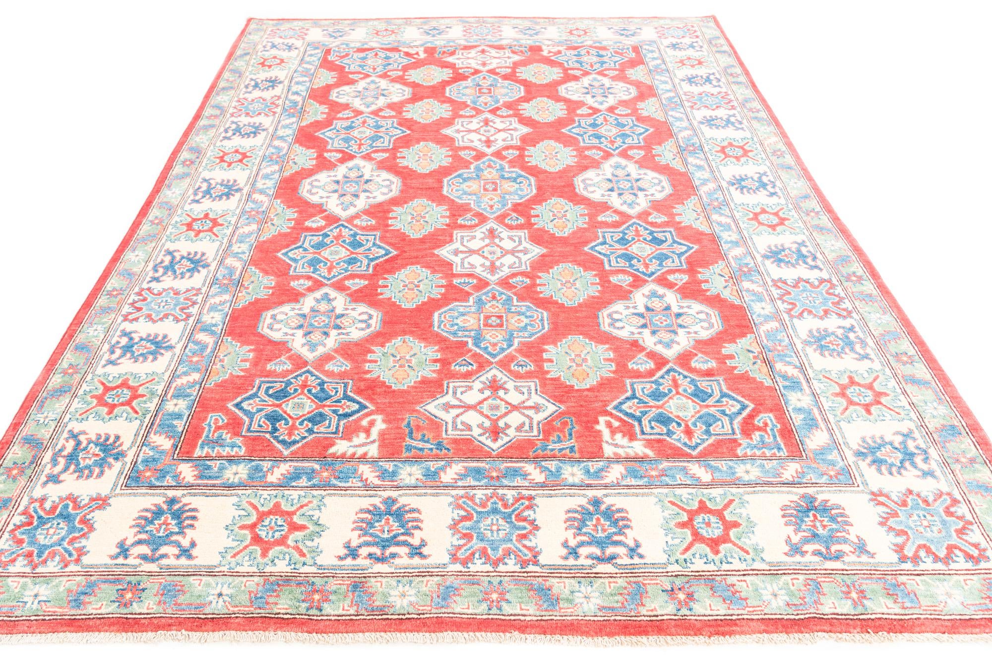 6' 7 x 9' 4 Hand Knotted Kazak Rug