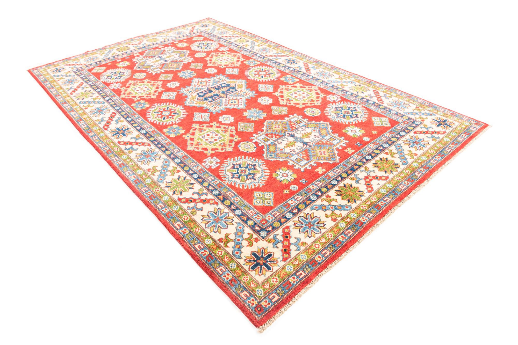 6' x 9' 8 Hand Knotted Kazak Rug