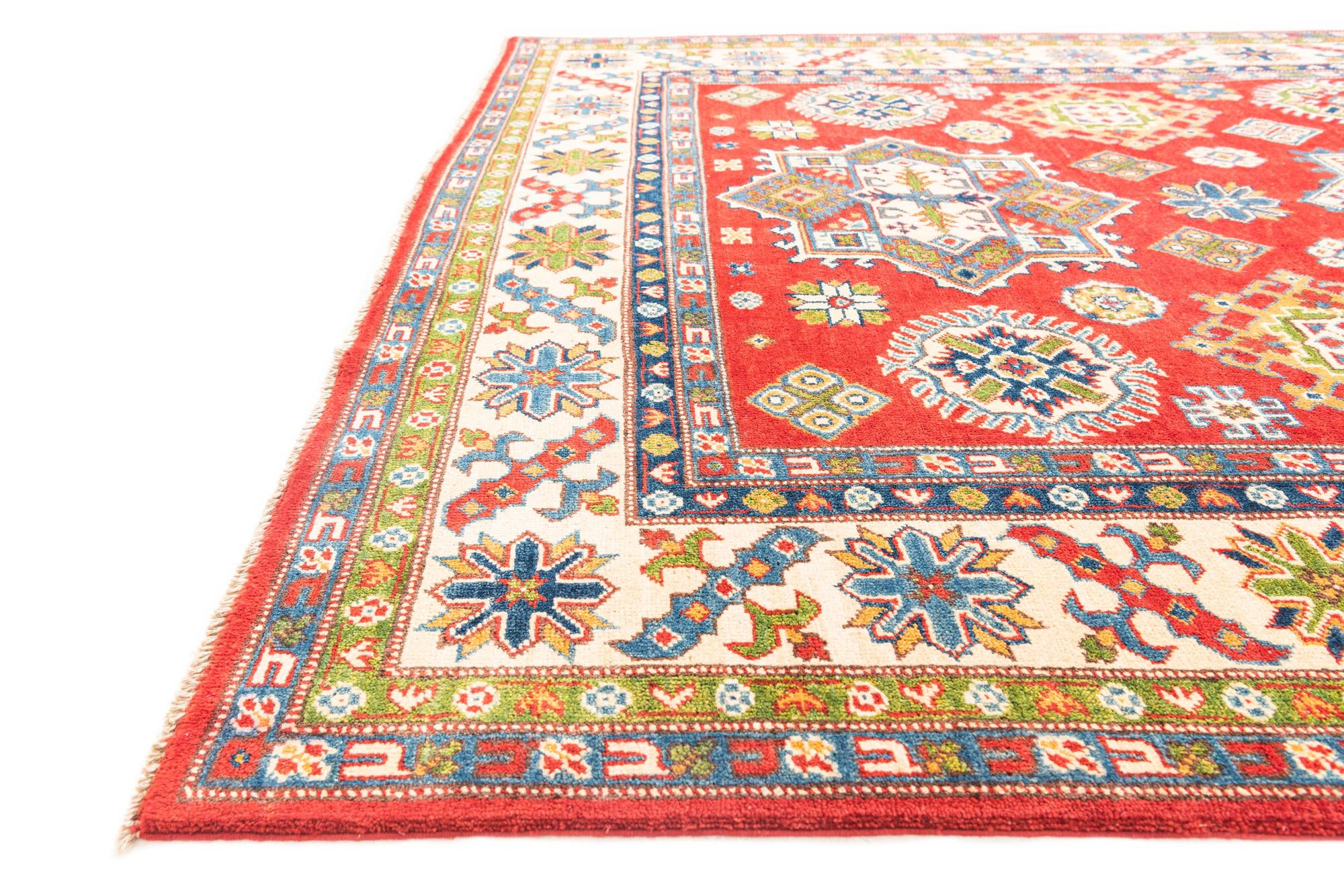 6' x 9' 8 Hand Knotted Kazak Rug