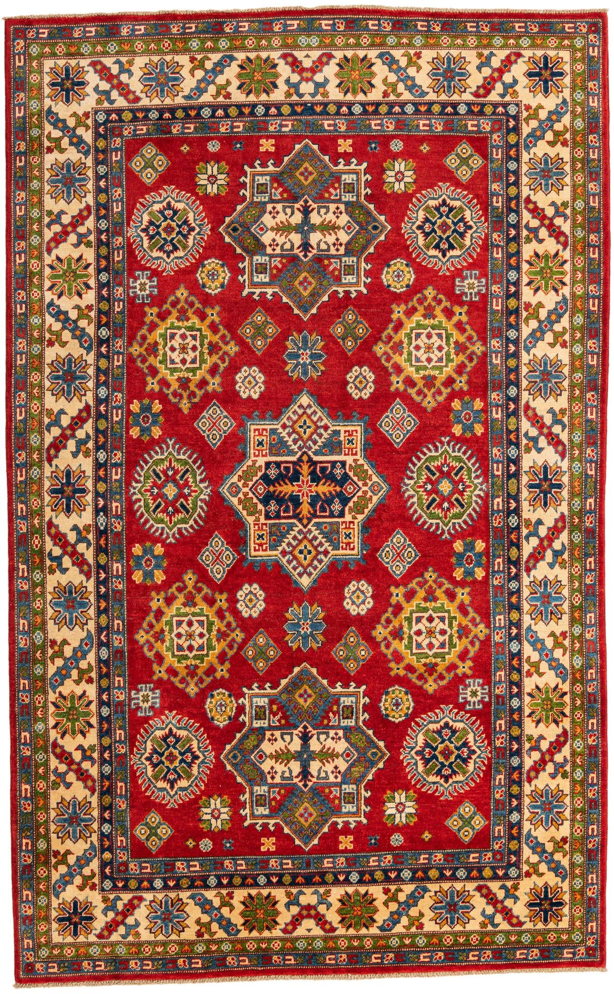 6' x 9' 8 Hand Knotted Kazak Rug