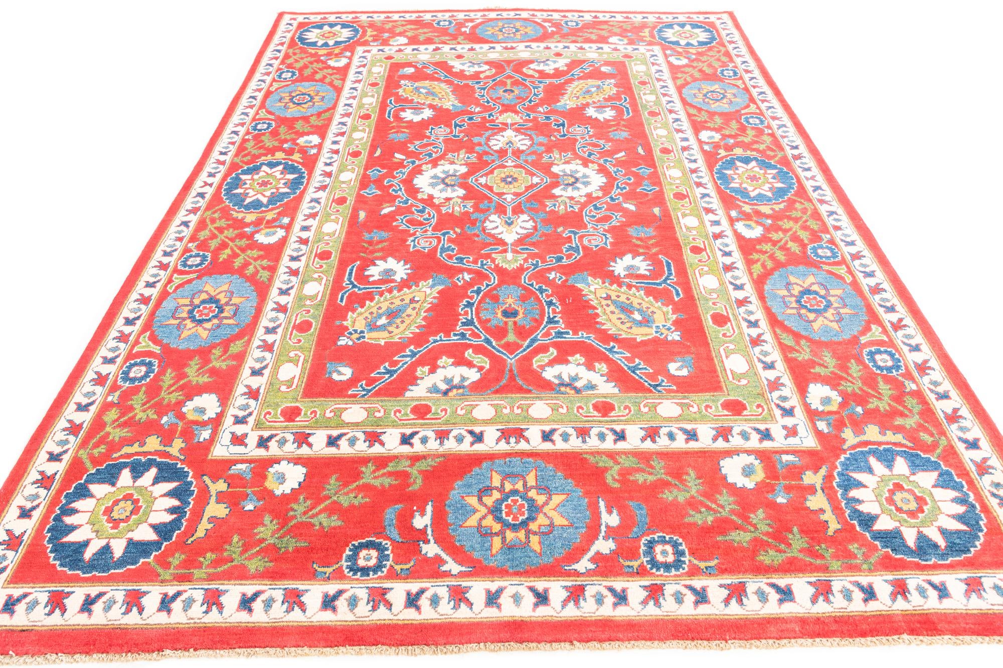 6' 8 x 9' 9 Hand Knotted Kazak Rug