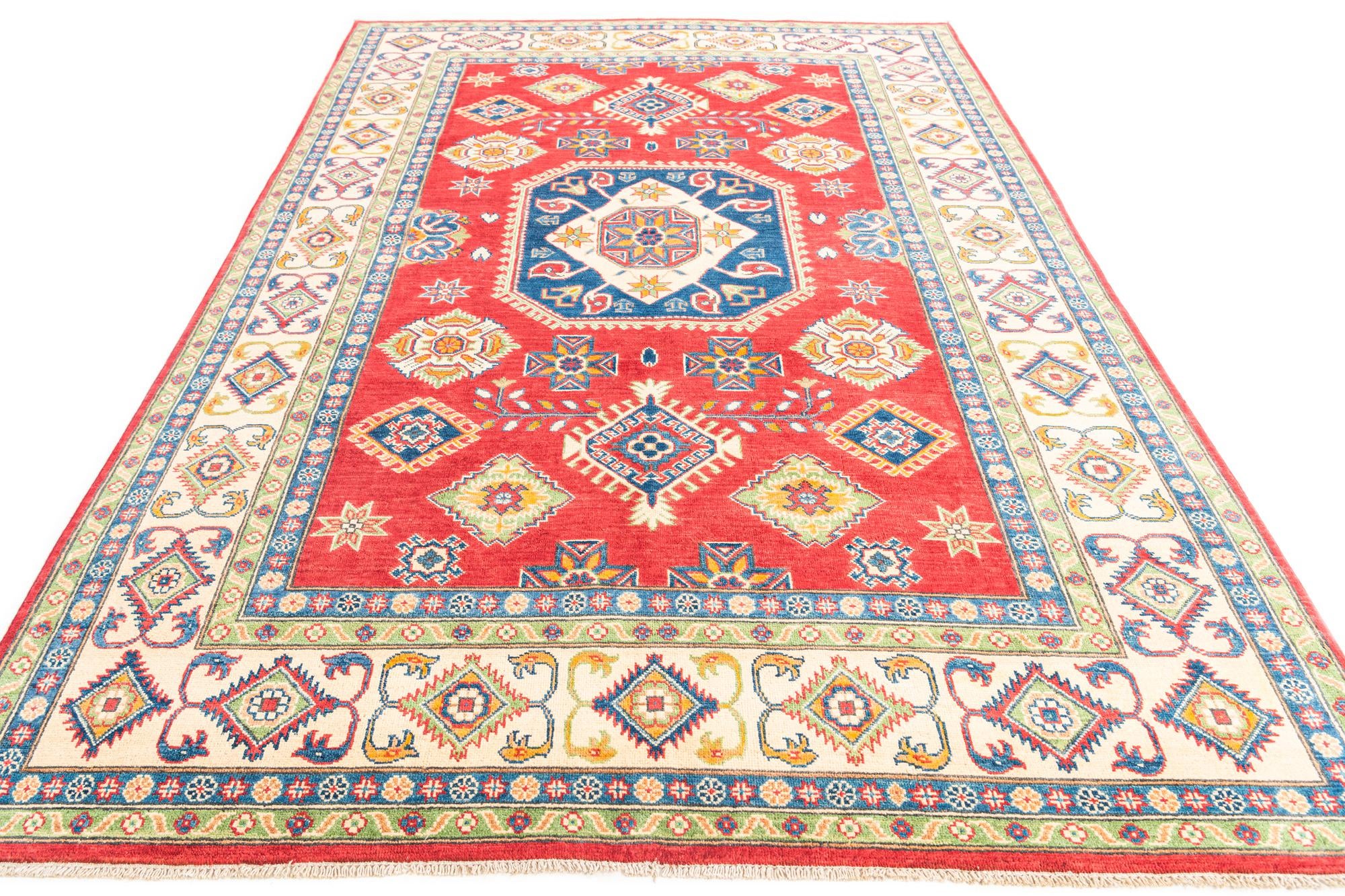 6' 5 x 9' 8 Hand Knotted Kazak Rug