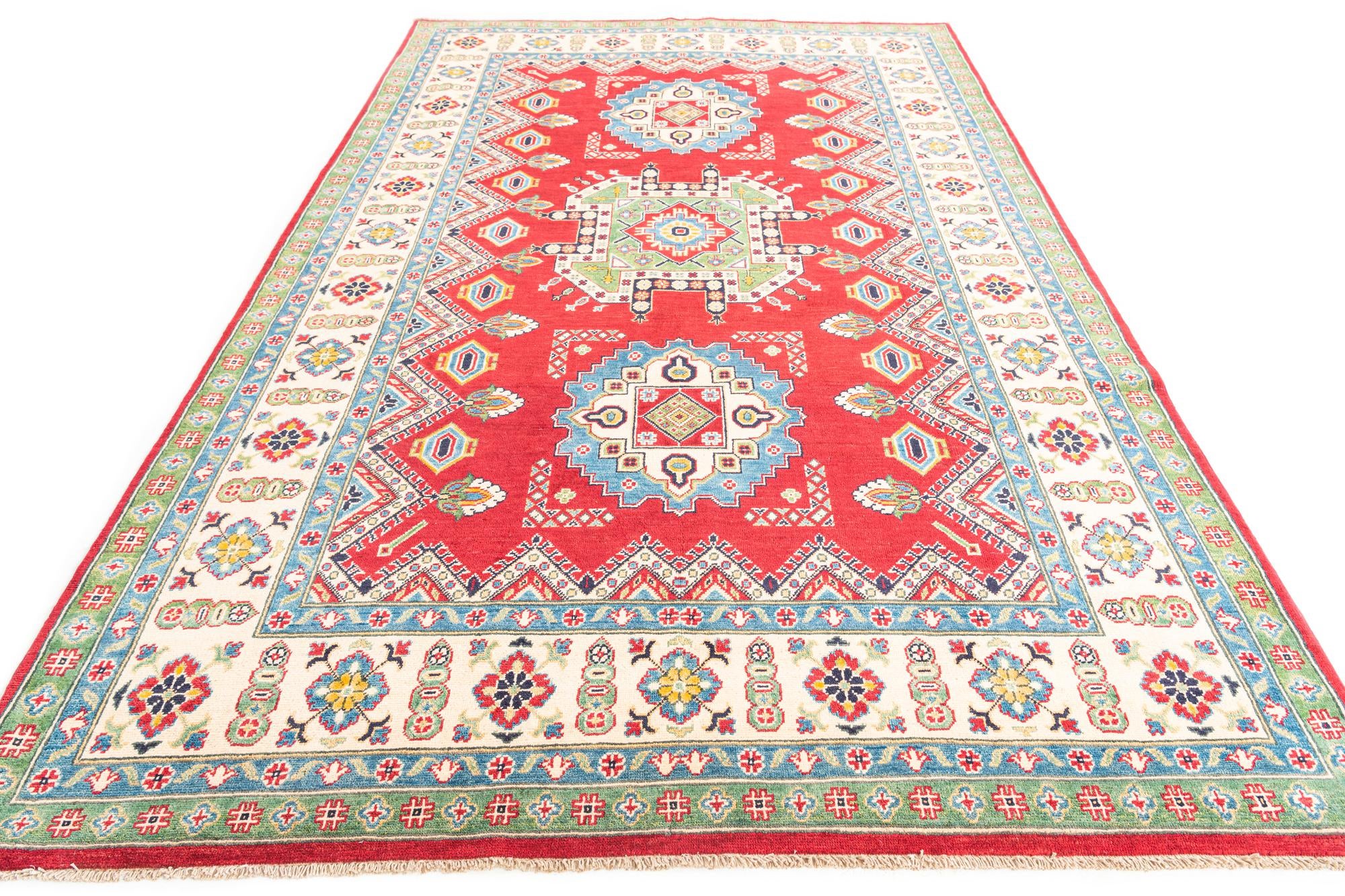 6' 7 x 10' 5 Hand Knotted Kazak Rug