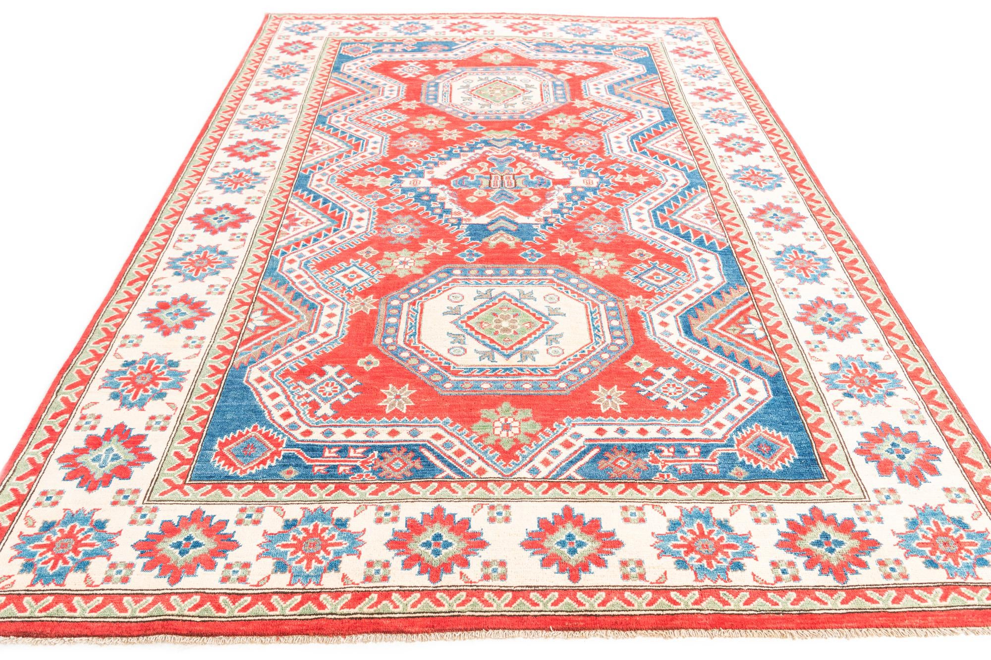 6' 6 x 9' 9 Hand Knotted Kazak Rug