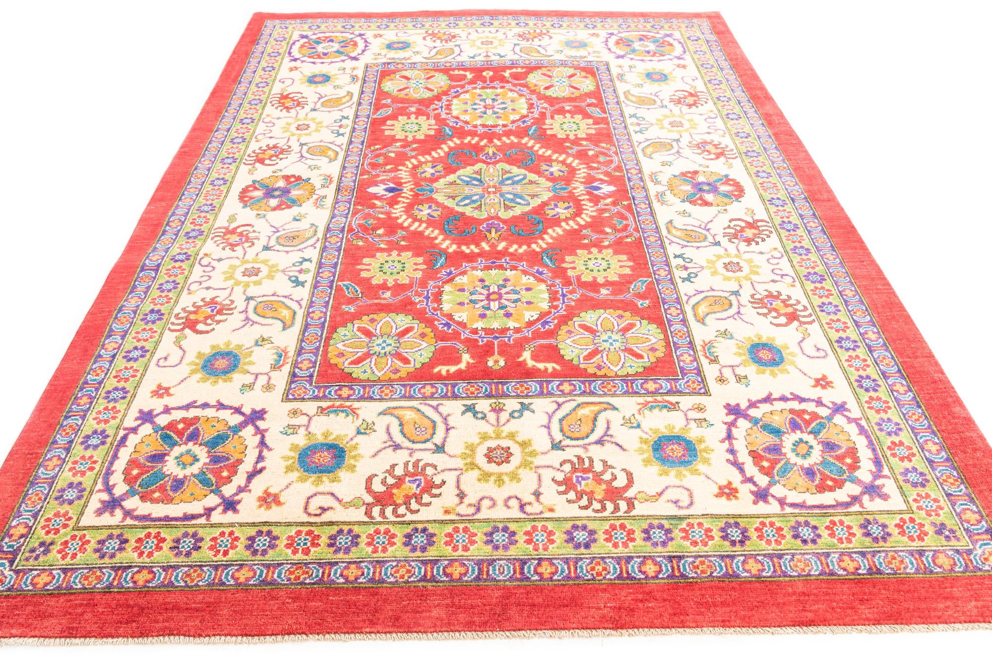 6' 7 x 9' 6 Hand Knotted Kazak Rug