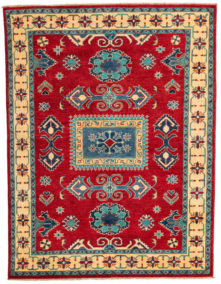 Detail image of 4' 10 x 7' Hand Knotted Kazak Rug