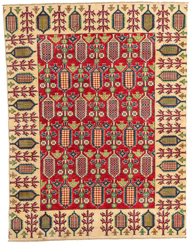 Detail image of 4' 10 x 7' 7 Hand Knotted Kazak Rug