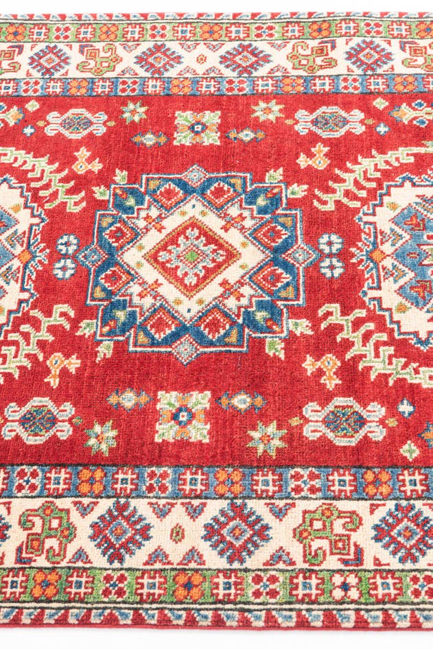 Detail image of 3' 5 x 5' Hand Knotted Kazak Rug