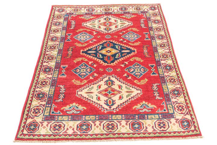 3' 4 x 4' 9 Hand Knotted Kazak Rug