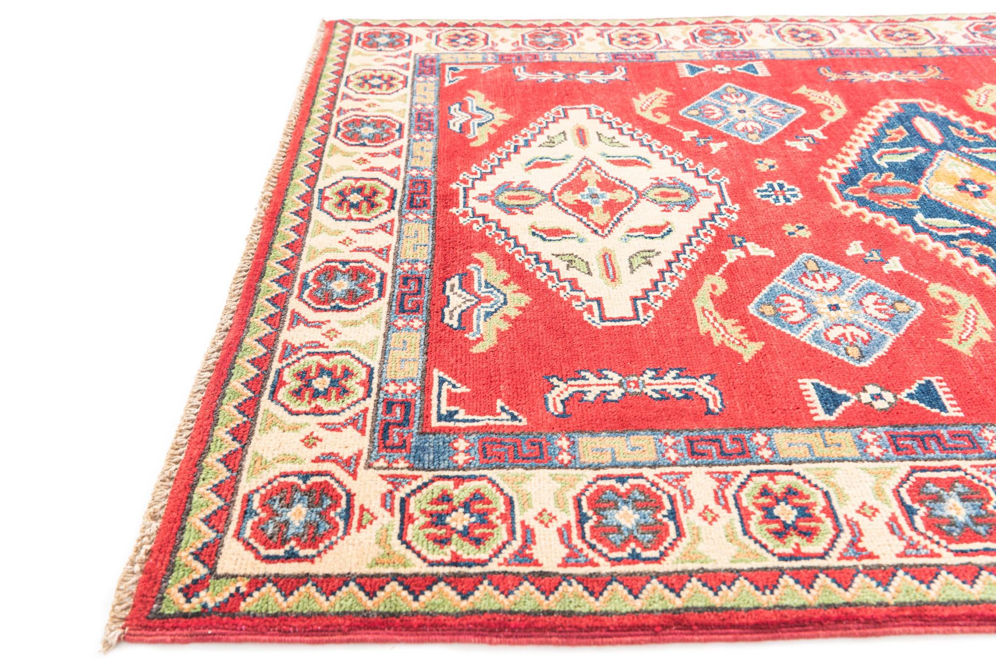 3' 4 x 4' 9 Hand Knotted Kazak Rug