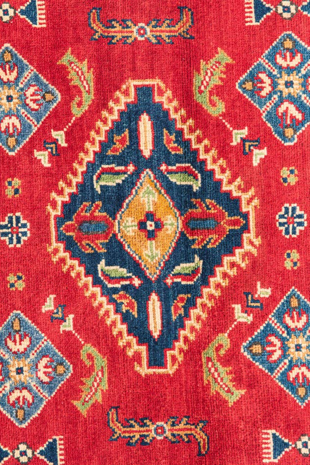Detail image of 3' 4 x 4' 9 Hand Knotted Kazak Rug