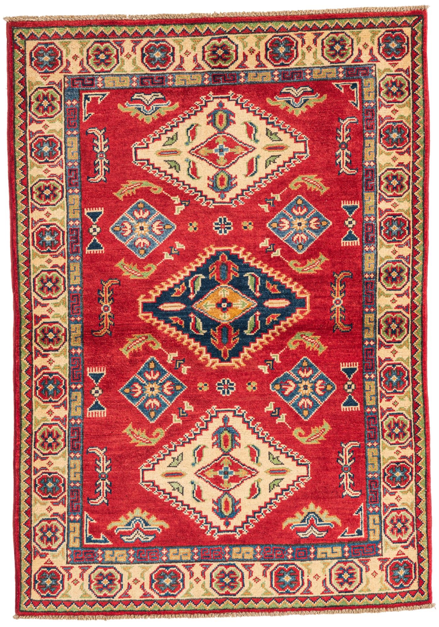 3' 4 x 4' 9 Hand Knotted Kazak Rug