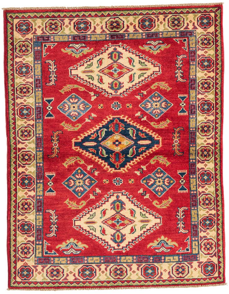 Detail image of 3' 4 x 4' 9 Hand Knotted Kazak Rug