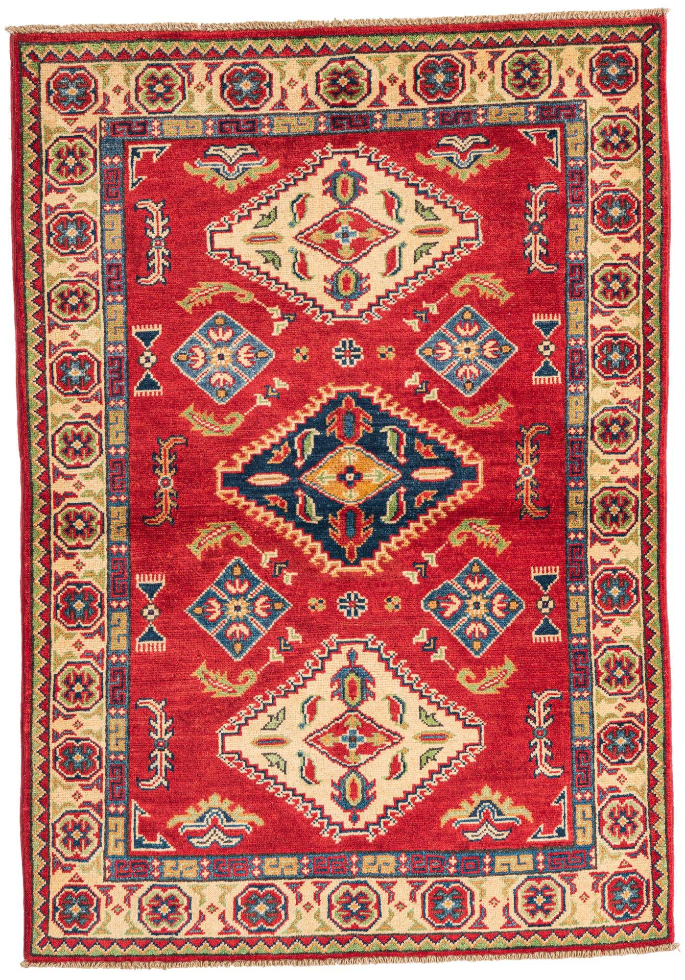 3' 4 x 4' 9 Hand Knotted Kazak Rug