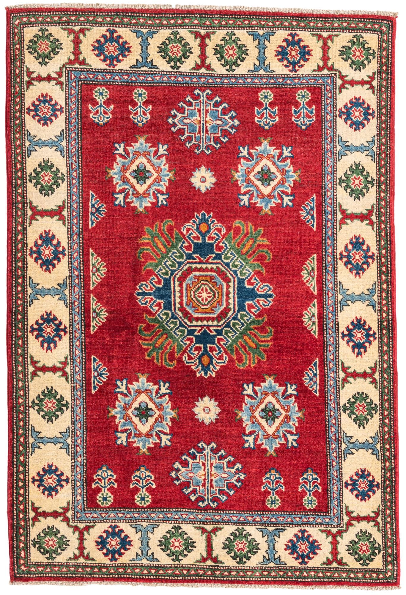 3' 4 x 5' Hand Knotted Kazak Rug