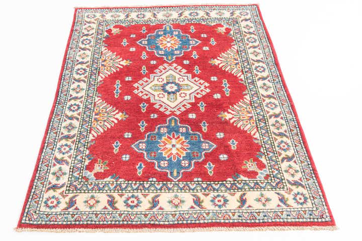 3' 4 x 4' 10 Hand Knotted Kazak Rug