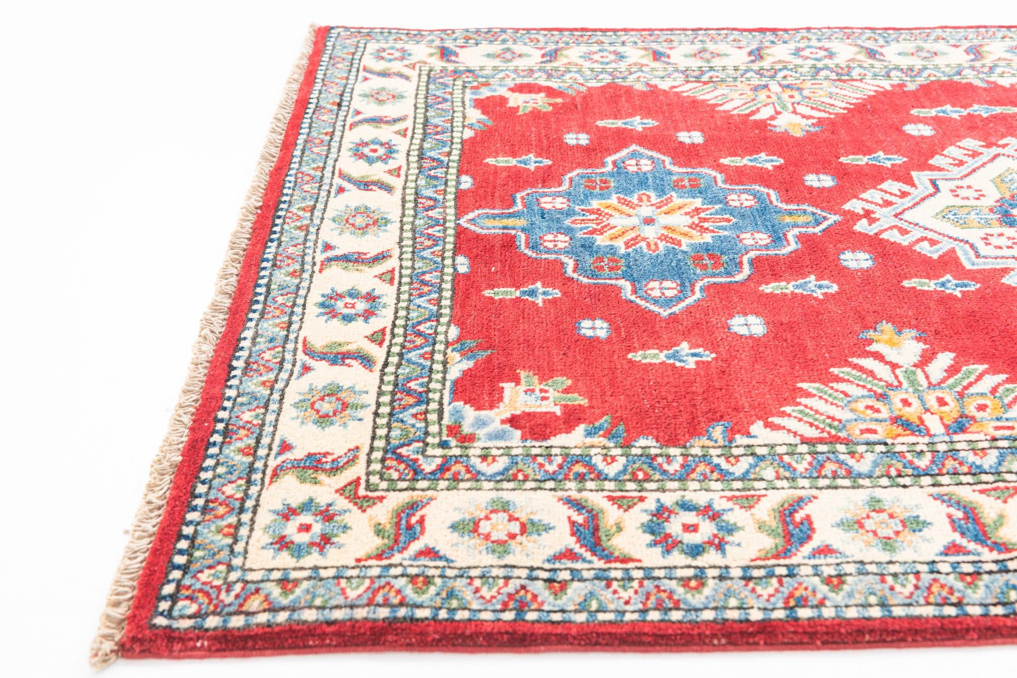3' 4 x 4' 10 Hand Knotted Kazak Rug