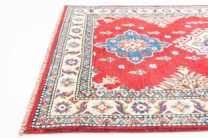 3' 4 x 4' 10 Hand Knotted Kazak Rug