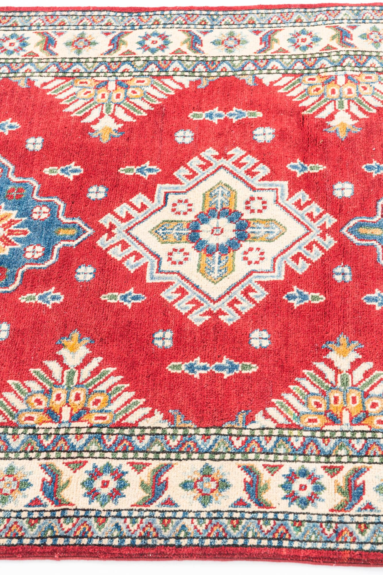 3' 4 x 4' 10 Hand Knotted Kazak Rug