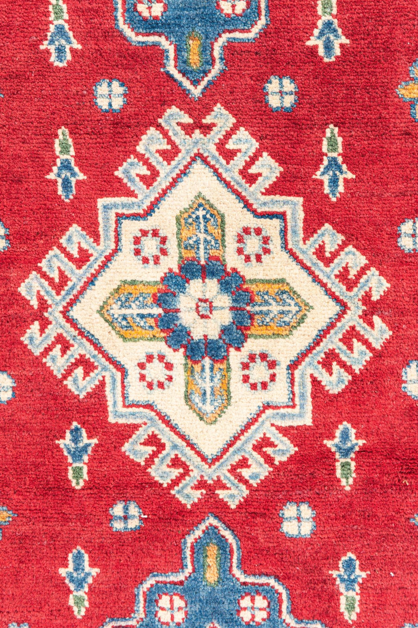 3' 4 x 4' 10 Hand Knotted Kazak Rug