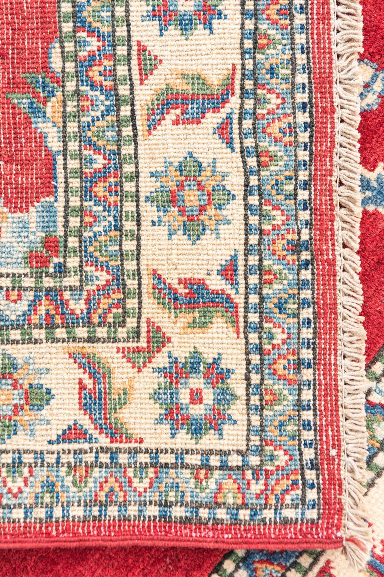 3' 4 x 4' 10 Hand Knotted Kazak Rug