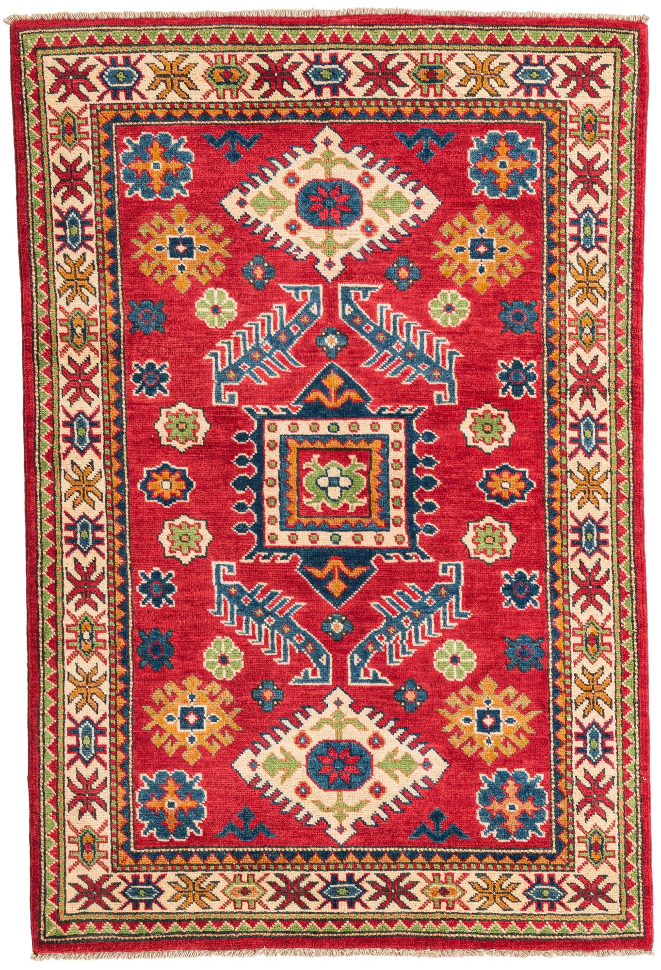 3' 4 x 5' Hand Knotted Kazak Rug