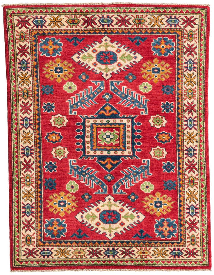 Detail image of 3' 4 x 5' Hand Knotted Kazak Rug